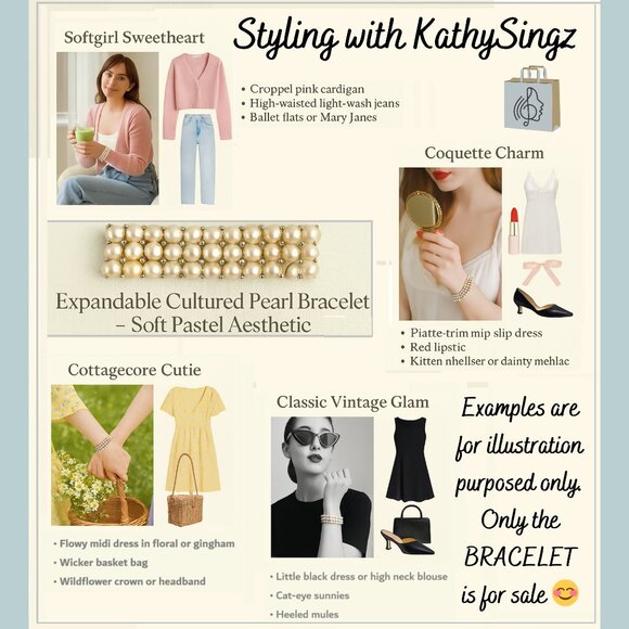 Expandable Cultured Pearl Bracelet 6 inches Multi Tonal Pearls Silver Tone Beads - Picture 4 of 7